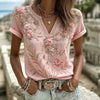 Justine - Blouse Fleurie Manches Courtes